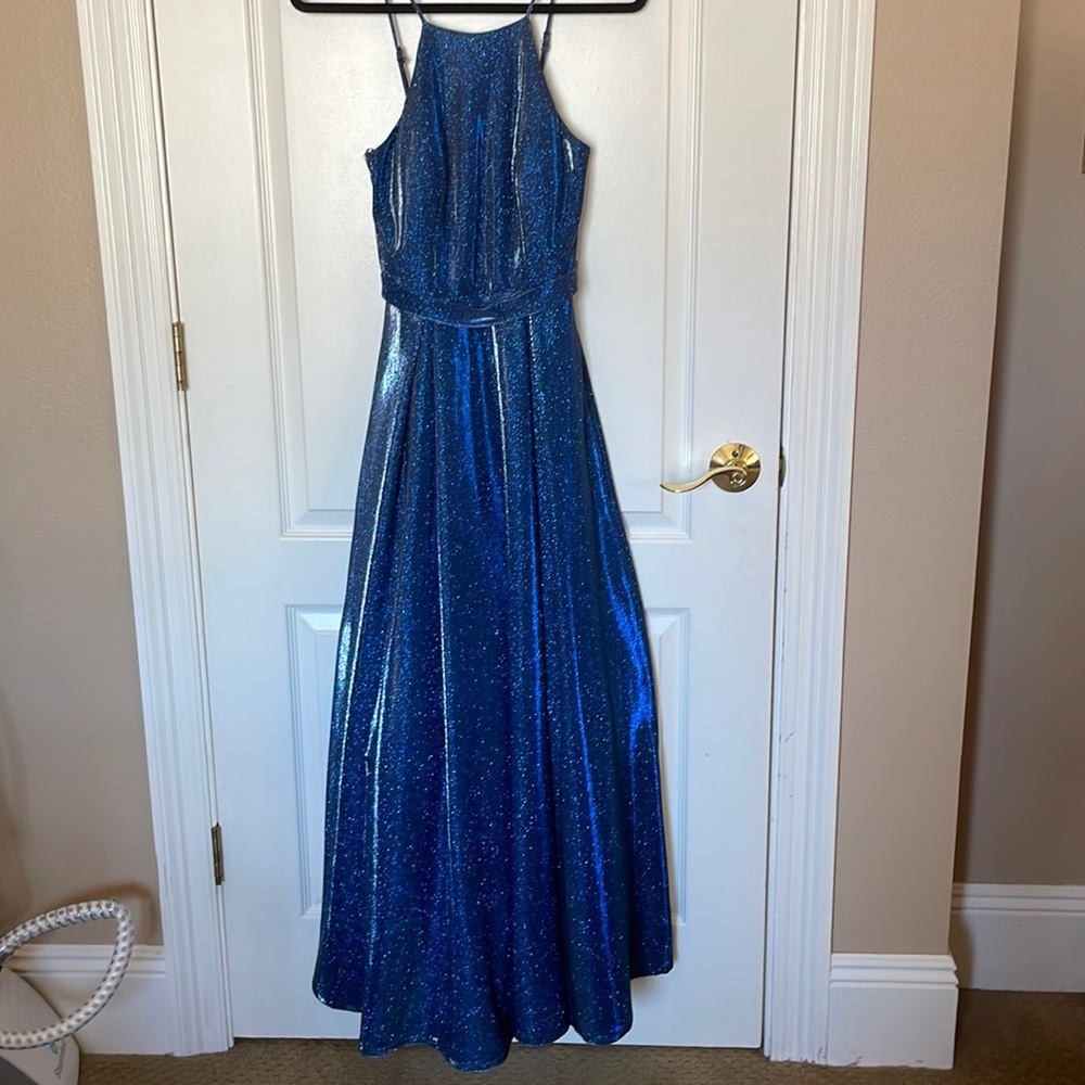 CITY vibe navy blue metallic prom dress gown